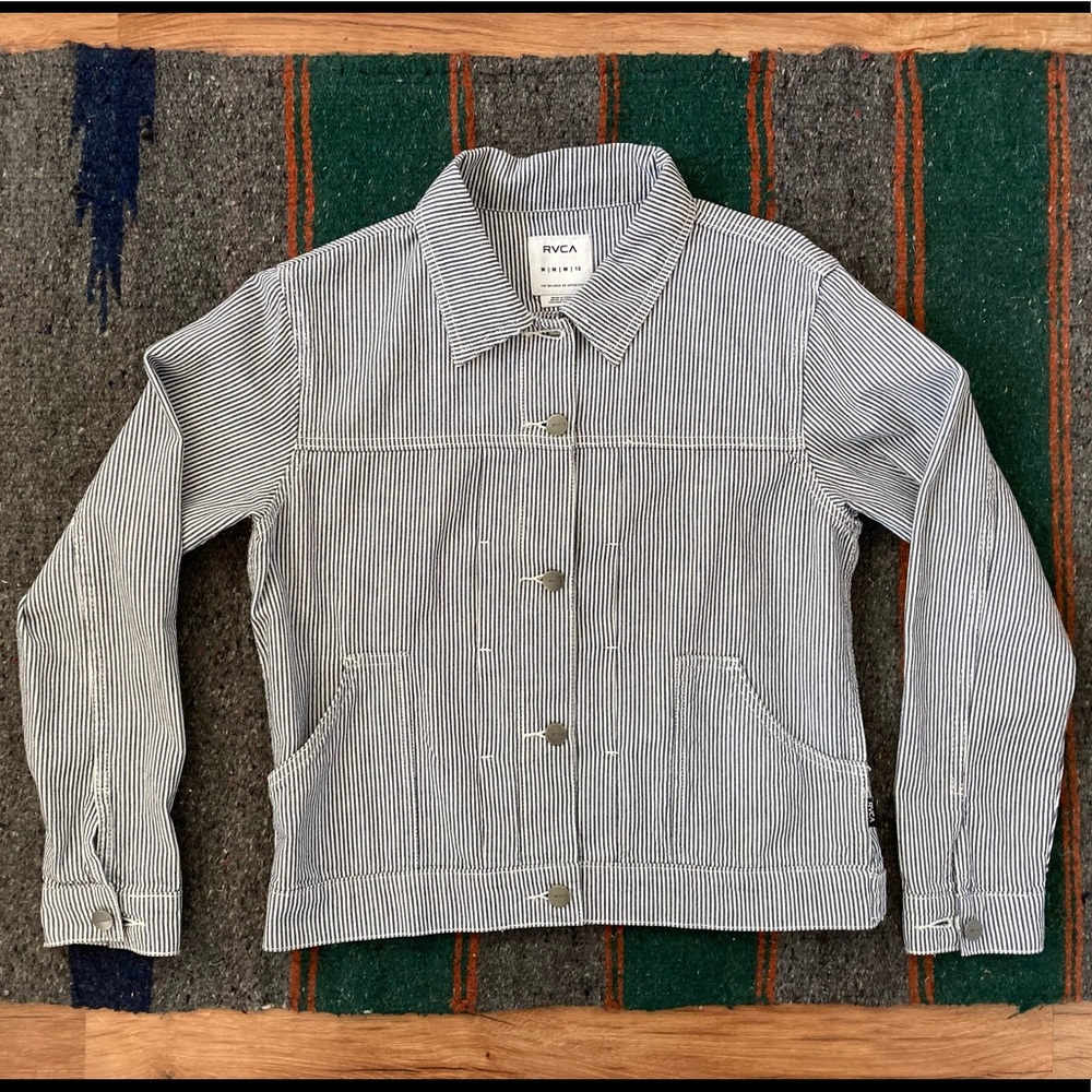 RVCA Blue and White Striped Jacket